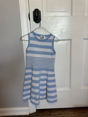 Milly Minis Light Blue & White Striped Knit Tank Dress